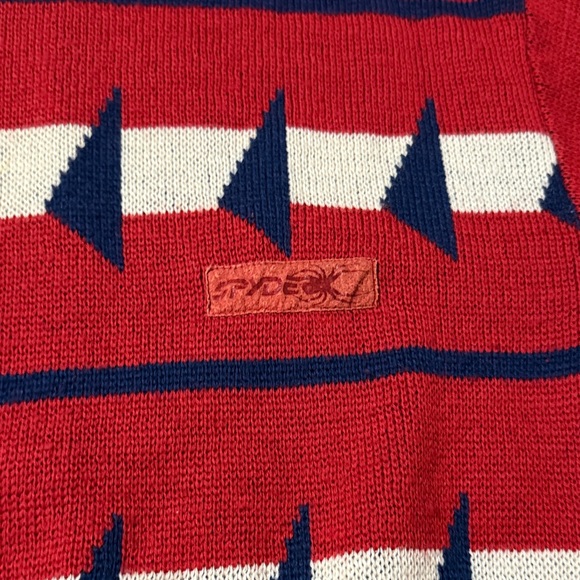 Vintage spyder 💯 wool Red and Blue Geometric Pattern Sweater - Picture 3 of 5